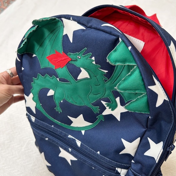 BODEN dragon navy backpack, green white stars - charming, playful, whimsical - Picture 16 of 16